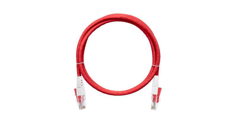 Шнур коммутационный с замком U/UTP 4 пары кат.6 (Класс Е) 250МГц 2хRJ45/8P8C T568B мж BC (чистая медь) 24AWG (7х0195мм) LSZH нг(А)-HFLTx красн. 2м NIKOMAX NMC-PC4UE55B-020-CS-RD