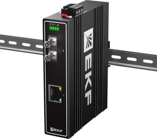 Медиаконвертер 10/100/1000Base-TX в 1000Base-X, разъем ST, двойное одномодовое оптоволокно, 1550нм TSX |TSX-MC1-1GX1GT-ST|EKF