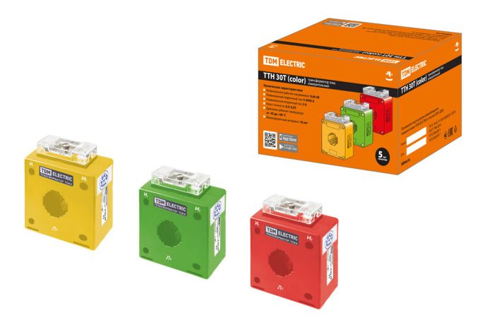 Трансформатор тока ТТН 30T/150/5-5VA/0,5-Р (3 шт., color) | SQ1101-1210 TDM