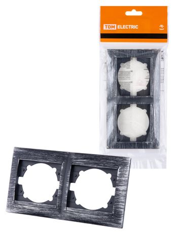 Рамка 2-х постовая горизонтальная старинное серебро "Лама" | SQ1815-0680 TDM