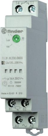 Фотореле модульное с фотоэлементом 011.03, монтаж на рейку 35мм, 1NO 16A, питание 230В АC, настройка чувствит. 1…100люкс, ширина 17.5мм, степень защиты: IP20, фотоэлемент IP54 - 113182300000POA FINDER