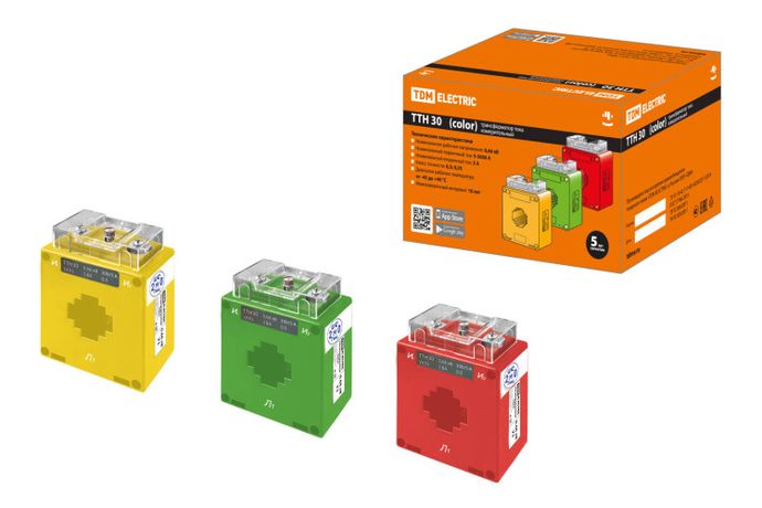 Трансформатор тока ТТН 30/200/5-5VA/0,5-Р (3 шт., color) | SQ1101-1211 TDM