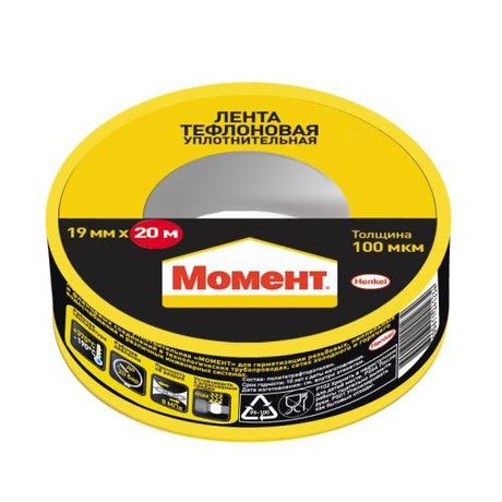 Лента клейкая Момент тефлоновая уплотнительная ФУМ 20 м в шоу боксе 2230214 - Б0054380 Момент арт. Б0054380