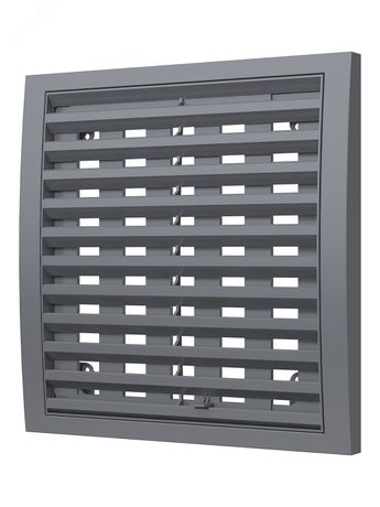 Решетка вентиляционная наружная регулируемая, из ASA пластика 200х200, цвет Серый - 2020РРПН сер ЭРА 16948