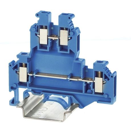 Клемма двухуровневая , винтовой зажим, 4 точки подключения, кв.мм, синяя - KRUKB-5-BU ДКС
