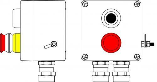 Взрывозащищенный пост управления из полиэстера CPE-Р-03 -(1xP1B(11) -1xP3E(11)) - 2x6018AASBKGM2SB(C)1Ex d e IIC T6 Gb / Ex tb IIIC T80°C Db IP66 2231.031.19.04Y ДКС