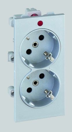 Механизм розетки 2-м СП Simon Connect (1-S мод) с заземл. алюм. S1-8