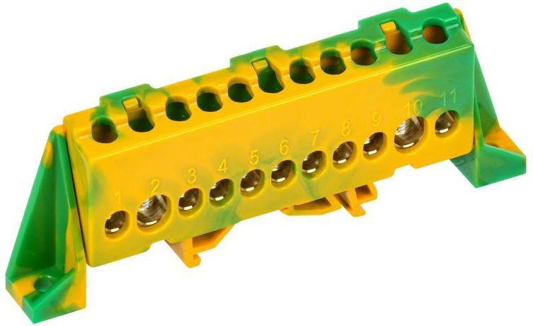 Шина PE "земля" в комб. изол. "Стойка" 8х12-11-ЖЗ TEKFOR IEK TF-NN20-11-DP-K52