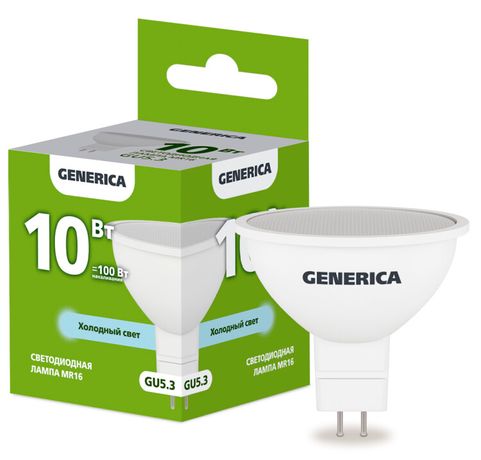 Лампа светодиодная MR16 софит 10Вт 230В 6500К GU5.3 | LL-MR16-10-230-65-GU5-G GENERICA IEK