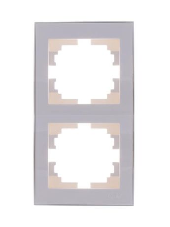 Рамка 2-м Rain вертикал. с хром. боковой вставкой бел. LEZARD 703-0225-152