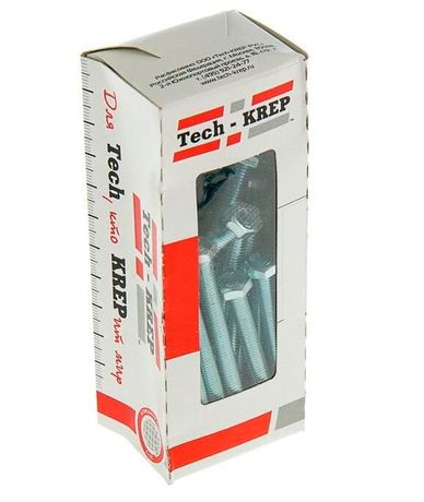 Болт DIN933 с шестигранной головкой оцинк. М8х80 (20 шт) - коробка ок. Tech-Kr ( 0,63 кг) | 126513 Tech-KREP