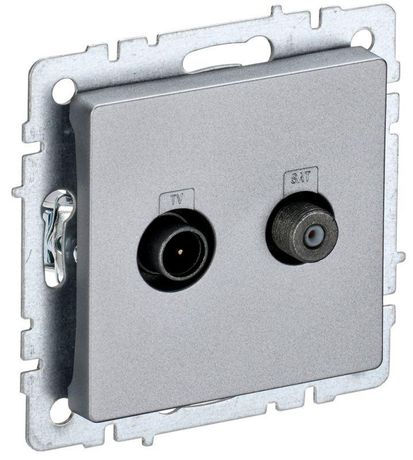 Розетка телевизионная TV/SAT 2-м Brite РТВ/РСп12-БрА механизм алюм. IEK BR-AF20-O-K47