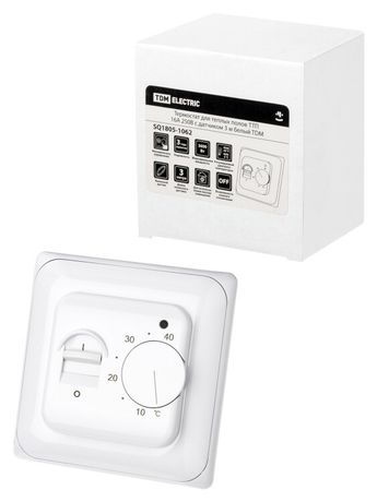 Термостат для теплых полов ТТП 16А 250В с датчиком 3 м белый | SQ1805-1062 TDM