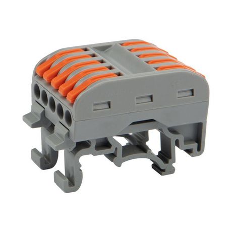 Клемма строительно-монтажная СМК проходная 222-425D 5п 0.08-4кв.мм с креплением на DIN-рейку сер. (уп.20шт) Rexant 07-5236 MEET