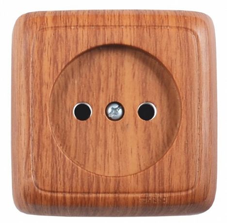 Розетка наружная со шторками с изоляционной пластиной дуб - РА16-104-05 HEGEL