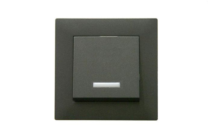 Выключатель 1-клав. с подсветкой Karea RIZZ STAR дым. металлик Makel 88050021