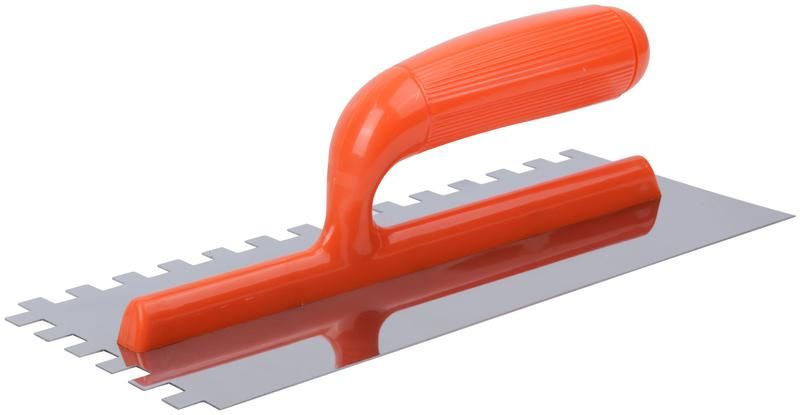 Гладилка нержавеющая с пластиковой ручкой, 280х130 мм зубчатая 10х10 - 05170 РОС