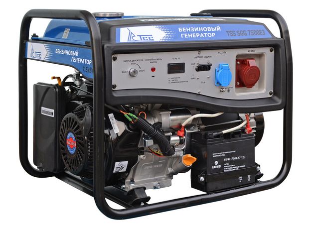 Генератор бензиновый TSS SGG 7500 E3, мощность 7,5 кВт, 3 фазный, напряжение 400В, ручной запуск/электростартер, двигатель TSSC192FB(16HP) - 006493 ТСС