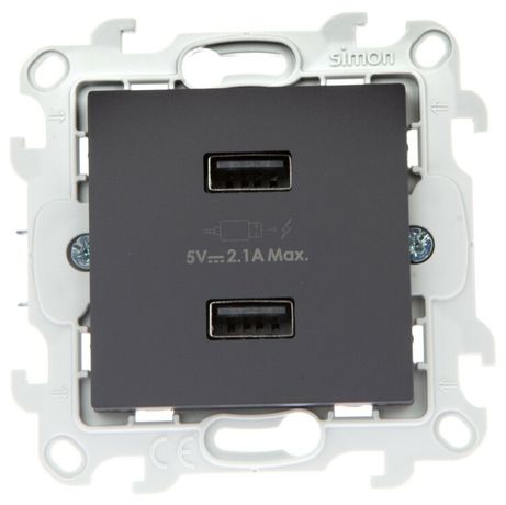 Зарядное устройство розетка 2хUSB, графит - 2411096-038 Simon