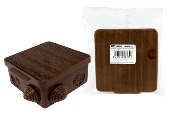 Коробка распределительная о/п 100х100х55мм, крышка, бук, IP54, 8вх. инд. штрихкод | SQ1401-0613 TDM