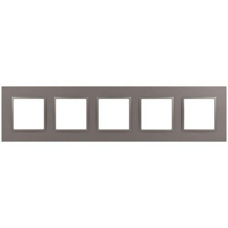Рамка для розеток и выключателей Elegance 14-5015-16 на 5 постов, Classic, титан | Б0065831 ЭРА