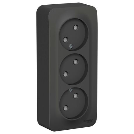Розетка BLANCA наружная 3-я без заземления со шторками с изоляционной пластиной 16а 250в антрацит - BLNRA001316 APC