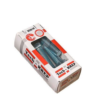 Болт DIN933 с шестигранной головкой оцинк. М20х70 (6 шт) - коробка ок. Tech-Kr ( 1,369 кг) | 126543 Tech-KREP