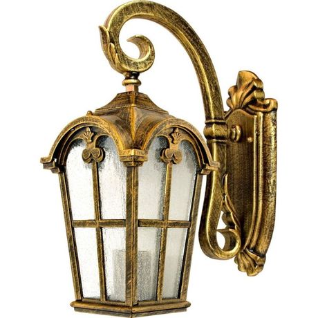 Светильник садово-парковый PL103 четырехгранный на стену вниз 60W 230V E27, черное золото | 11295 Feron чер.зол.