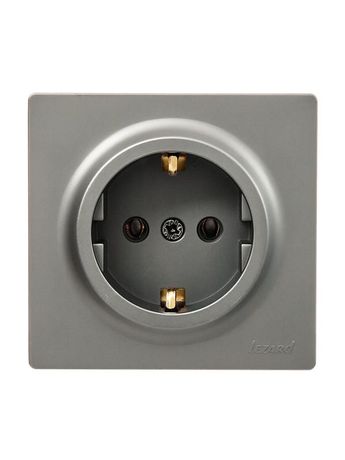 Розетка 1-м ОП LETO с заземл. ПБТ платина LEZARD 752-3500-122B