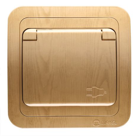 Розетка 1-м СП Mimoza 16А IP20 с заземл. защ. крышкой дуб/дуб Makel 24229