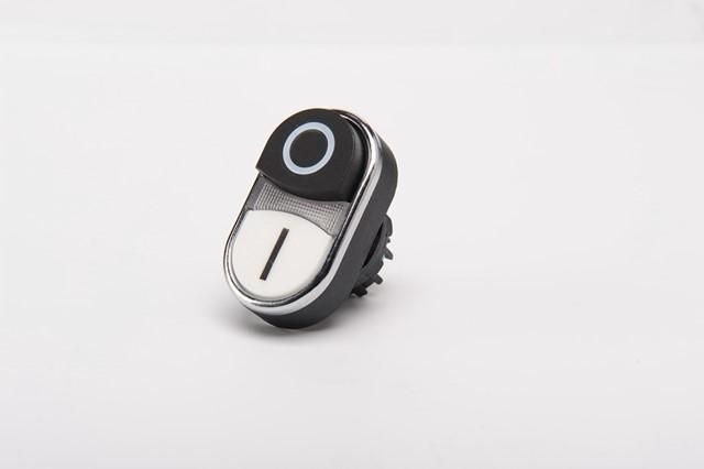 Головка для кнопки сдвоенной выступающей черн./бел. EMAS BDK21HB