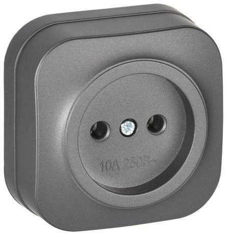 Розетка ОП GLORY РС20-2-ХСм 10А без заземл. защ. шторок сталь матов. IEK ERH10-K46M-10