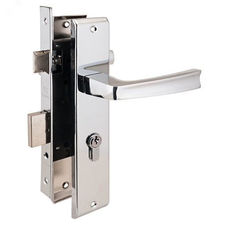 Замок врезной цилиндровый с ручками для деревянных дверей АЛЛЮР АРТ ЗВ4-70.09 CP хром - 10165 ПТК