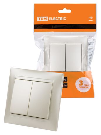 Выключатель 2-х кл. 10А перламутр "Лама" | SQ1815-0802 TDM