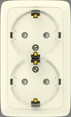 Розетка двойная наружная с заземлением изоляционной пластиной слоновая кость (стакан) - РА16-183-01 HEGEL