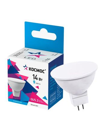 Лампа светодиодная LED 14Вт JCDR 220В GU5.3 D50х52 4500 белый 1260 лм - LkecLED14wJCDRC45 Космос