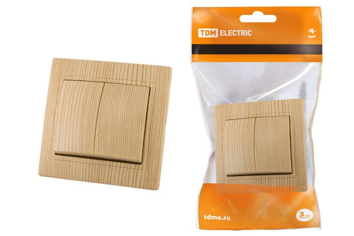 Выключатель 2 кл. 10А "ЭКО" (сосна) "Таймыр" | SQ1814-0202 TDM