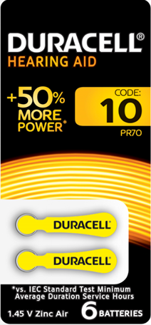 Элемент питания ZA10-6BL для слуховых аппаратов (блист.6шт) Duracell Б0039179
