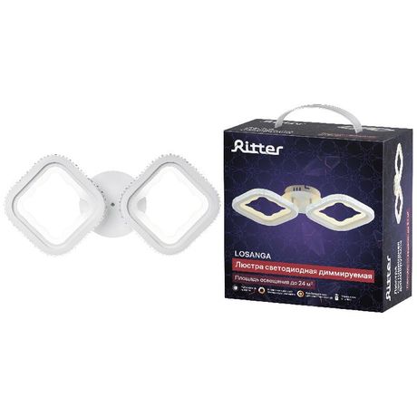 Люстра потолочная светодиодная диммируемая LOSANGA с ДУ 3 режима 465х220х90 80Вт 24кв.м бел. Ritter 52930