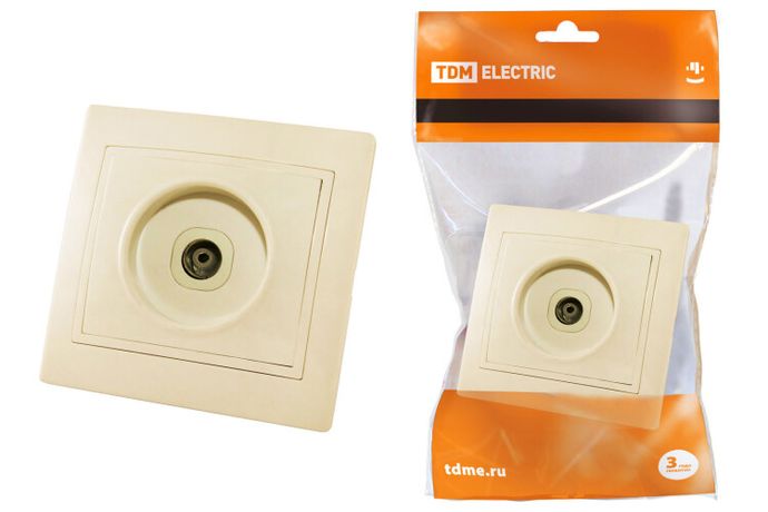 Розетка телевизионная простая (0-2400МГц, ''мама'') слоновая кость ''Таймыр'' - SQ1814-0122 TDM
