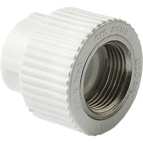 Муфта комбинированная 20 х 3/4' ВР полипропиленовая PPR белый - PA22010P PRO AQUA