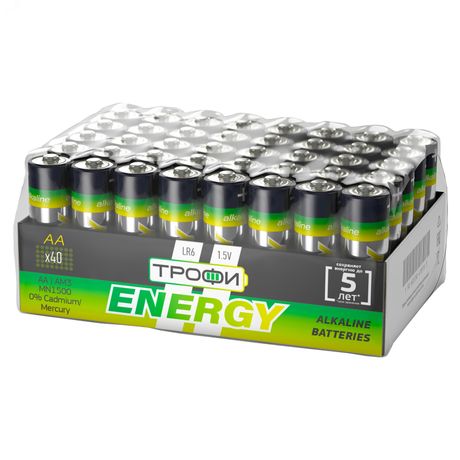 Батарейка Трофи LR6-40 bulk ENERGY Alkaline (40/720/17280) - Б0027815 ЭРА