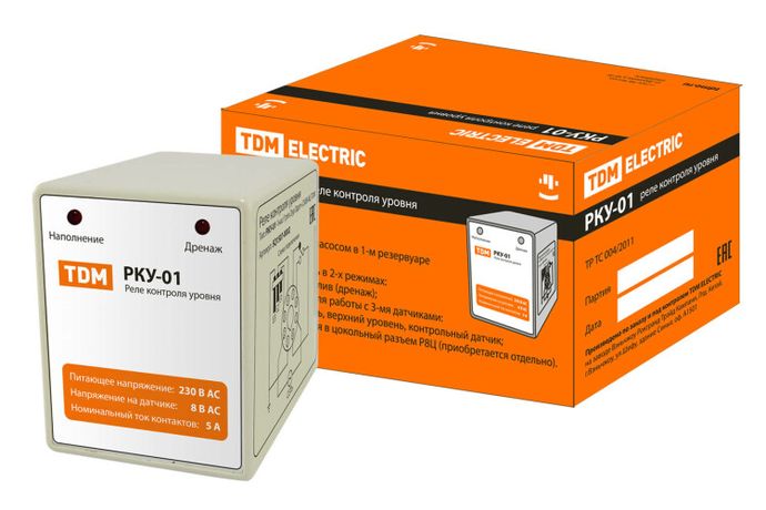 Реле контроля уровня серии РКУ-01-1нас/1рез/2ур/3датч-230В-8Ц (без датчиков) | SQ1507-0002 TDM
