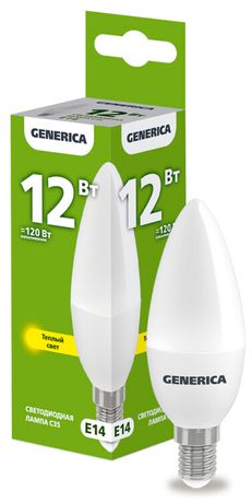 Лампа светодиодная C35 свеча 12Вт 230В 3000К E14 | LL-C35-12-230-30-E14-G GENERICA IEK