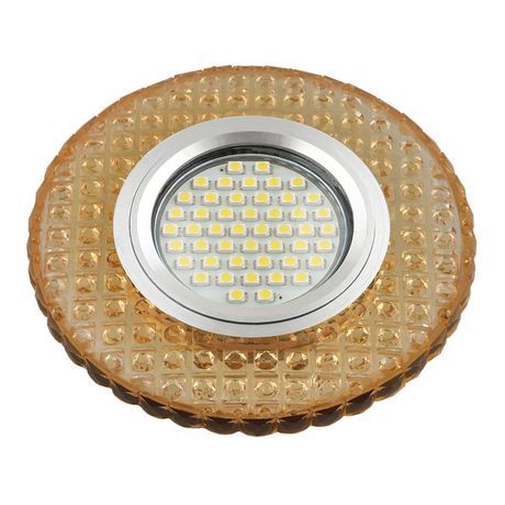 Светильник декор.встр Luciole DLS-L143 GU5.3 GLASSY/GOLD доп.LED подсветка 3Вт, стекл,зерк./светло-желтый. | UL-00003884 Fametto