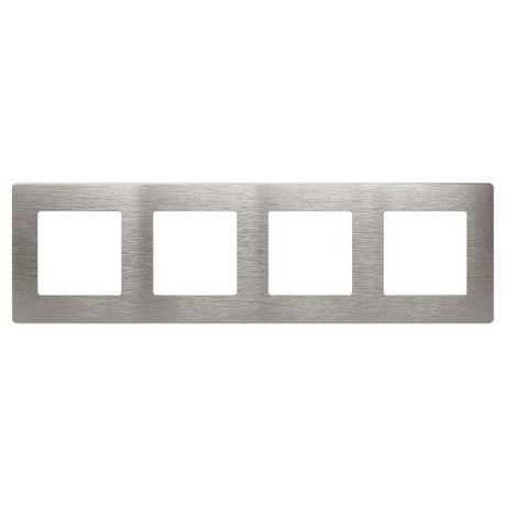 Рамка для розеток и выключателей Серия 12 12-5104-16 на 4 поста, Сатин, титан | Б0065751 ЭРА