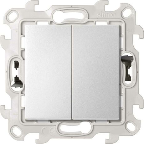Двухклавишный выключатель 10AX 250В с системой Push and Go цвета алюминий S24 Harmonie | 2420398-033 Simon