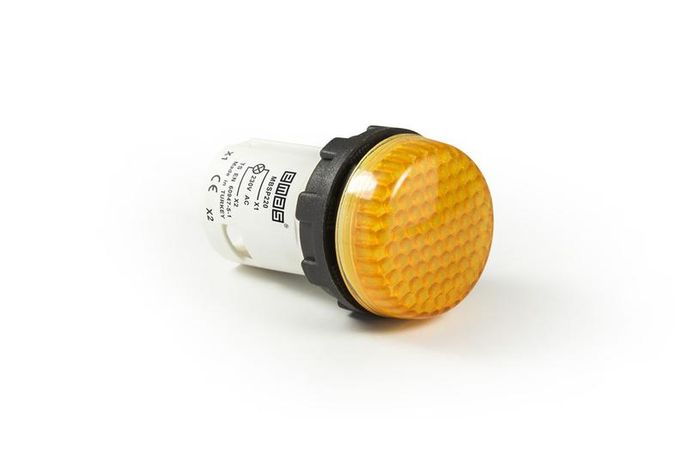 Арматура сигнальная моноблочная 220В с ячеистым стеклом желт. EMAS MBSP220S