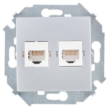 Розетка компьютерная 2-м СП Simon 15 RJ45 кат.5E Systimax механизм алюм. 1591593-033
