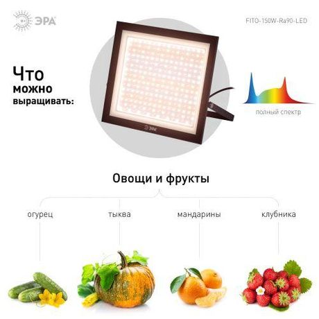 Прожектор светодиодный FITO-150W-Ra90-LED 150Вт для растений полного спектра профессиональный Эра Б0059880